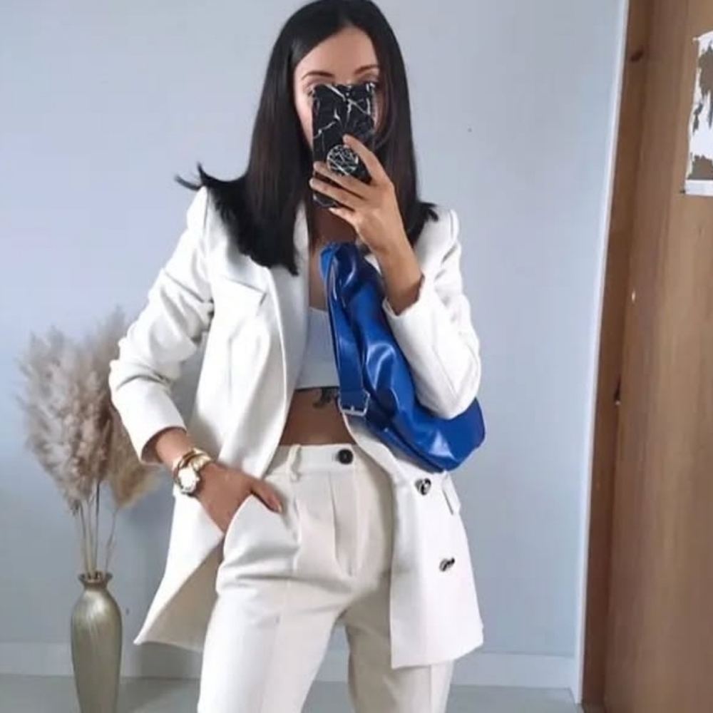 Zara Tailored Double Breastead Blazer Cream NWT Size XS